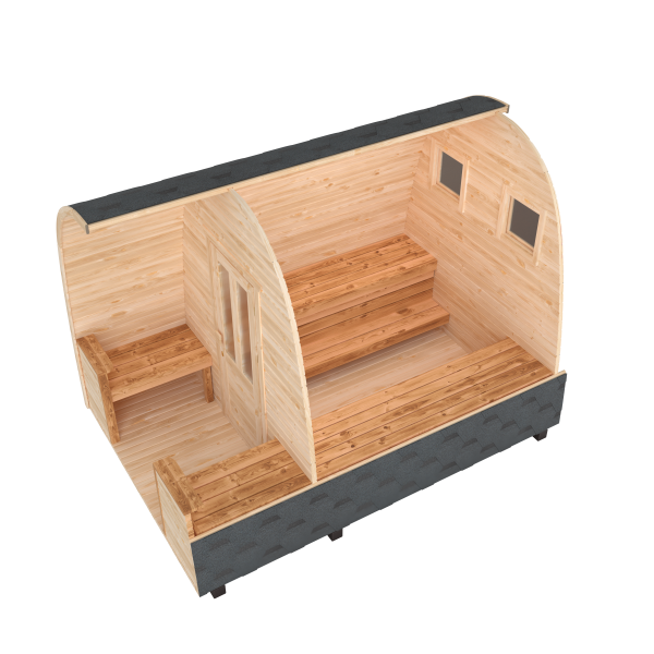 Fasssauna / Gartensauna / Banja / Viking 3,5 m mit Balkon